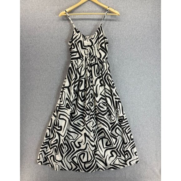 Sincerely Jules Dresses & Skirts - Sincerely Jules XS Black White Abstract Striped Maxi Dress Cotton‎ Linen Blend